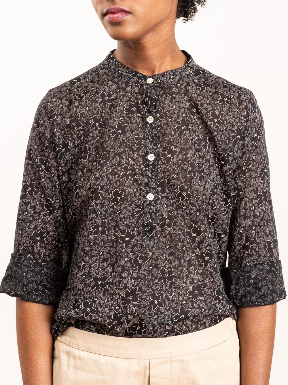 Isabelle Marant Etoile  Maria Black Floral Button-Front Blouse